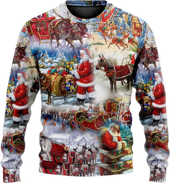 Love Santa Reindeer Christmas Sweaters for Women - Mens Sweater Winter Holiday Crew Neck Shirt42 Santa05 - Thegiftio UK