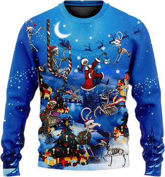 Love Santa Reindeer Christmas Sweaters for Women - Mens Sweater Winter Holiday Crew Neck Shirt42 Santa06 - Thegiftio UK