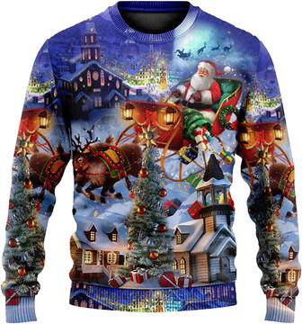 Love Santa Reindeer Christmas Sweaters for Women - Mens Sweater Winter Holiday Crew Neck Shirt42 Santa07 - Thegiftio UK