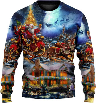 Love Santa Reindeer Christmas Sweaters for Women - Mens Sweater Winter Holiday Crew Neck Shirt42 Santa08 - Thegiftio UK