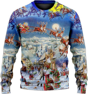 Love Santa Reindeer Christmas Sweaters for Women - Mens Sweater Winter Holiday Crew Neck Shirt42 Santa10 - Thegiftio UK