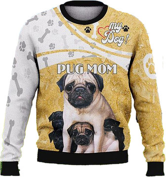 Loyal Pet Dog Christmas Sweaters for Women - Mens Sweater Winter Holiday Crew Neck Shirt21 Pug09 - Thegiftio UK