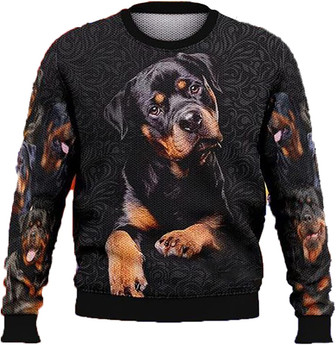 Loyal Pet Dog Christmas Sweaters for Women - Mens Sweater Winter Holiday Crew Neck Shirt21 Rottweiler11 - Thegiftio UK