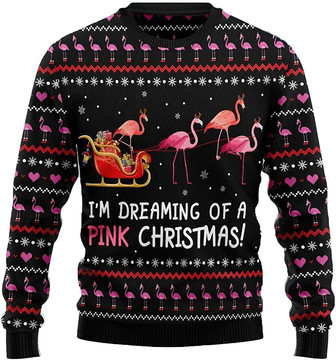 Merry Flamingo Xmas Christmas Sweaters for Women - Mens Sweater Winter Holiday Crew Neck Shirt46 Flamingo01 - Thegiftio UK