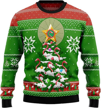 Merry Flamingo Xmas Christmas Sweaters for Women - Mens Sweater Winter Holiday Crew Neck Shirt46 Flamingo02 - Thegiftio UK