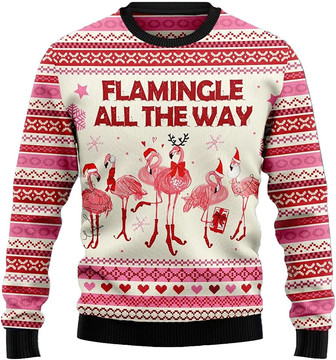 Merry Flamingo Xmas Christmas Sweaters for Women - Mens Sweater Winter Holiday Crew Neck Shirt46 Flamingo07 - Thegiftio UK