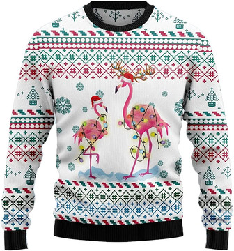 Merry Flamingo Xmas Christmas Sweaters for Women - Mens Sweater Winter Holiday Crew Neck Shirt46 Flamingo10 - Thegiftio UK