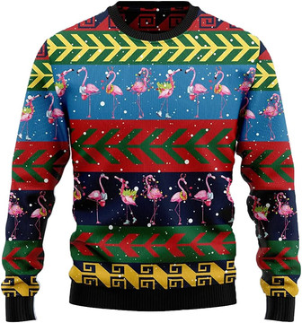 Merry Flamingo Xmas Christmas Sweaters for Women - Mens Sweater Winter Holiday Crew Neck Shirt46 Flamingo11 - Thegiftio UK