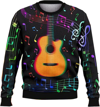 Music Instrument Lovers Christmas Sweaters for Women - Mens Sweater Winter Holiday Crew Neck Shirt27 Guitar04 - Thegiftio UK