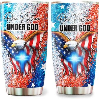 One Nation Under God American Eagle - Patriotic Jesus Flag 1776 Tumbler 20oz Stainless Steel with Lid Cold & Hot Coffee Mug Color 4 - Thegiftio UK