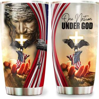 One Nation Under God American Eagle - Patriotic Jesus Flag 1776 Tumbler 20oz Stainless Steel with Lid Cold & Hot Coffee Mug Color 5 - Thegiftio UK