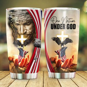 One Nation Under God American Jesus Eagle-Patriotic Tumbler Christian Gifts For Husband Wife, Christmas Gifts, Birthday gifts for Men Women Dad Mom Husband Papa, 20oz Tumbler Stainless Steel with Lid - Thegiftio UK