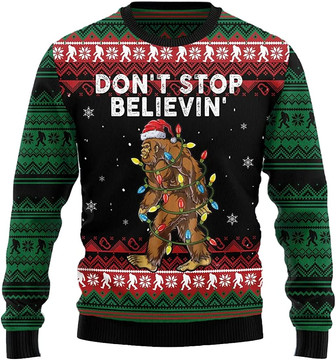 Santa Bigfoot Christmas Sweaters for Women - Mens Sweater Winter Holiday Crew Neck Shirt43 Bigfoot01 - Thegiftio UK