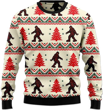 Santa Bigfoot Christmas Sweaters for Women - Mens Sweater Winter Holiday Crew Neck Shirt43 Bigfoot02 - Thegiftio UK