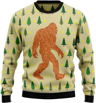 Santa Bigfoot Christmas Sweaters for Women - Mens Sweater Winter Holiday Crew Neck Shirt43 Bigfoot07 - Thegiftio UK