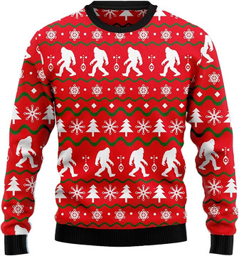 Santa Bigfoot Christmas Sweaters for Women - Mens Sweater Winter Holiday Crew Neck Shirt43 Bigfoot08 - Thegiftio UK
