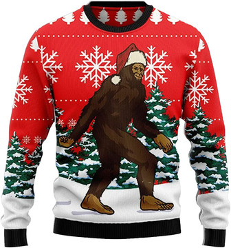 Santa Bigfoot Christmas Sweaters for Women - Mens Sweater Winter Holiday Crew Neck Shirt43 Bigfoot09 - Thegiftio UK