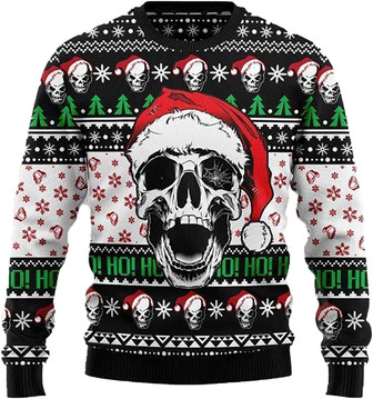 Skull Christmas Christmas Sweaters for Women - Mens Sweater Winter Holiday Crew Neck Shirt10 - Thegiftio UK