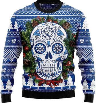 Skull Christmas Christmas Sweaters for Women - Mens Sweater Winter Holiday Crew Neck Shirt10 Skull03 - Thegiftio UK