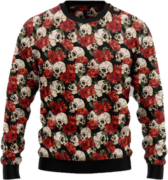 Skull Christmas Christmas Sweaters for Women - Mens Sweater Winter Holiday Crew Neck Shirt10 Skull05 - Thegiftio UK