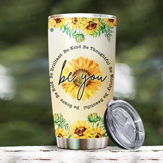 Sunflower Be You Tumbler, Floral Tumbler Christmas Gifts For Women, Inspirational Gifts For Women, Birthday Gifts For Women 20oz Stainless Steel with Lid Cold & Hot Water Coffee - Thegiftio UK