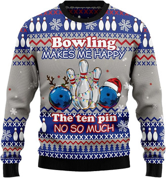 Ugly Christmas Sweaters for Women - Bowling Ball Merry Christmas Mens Sweater Xmas Holiday Crew Neck Shirt71 Bowling04 - Thegiftio UK