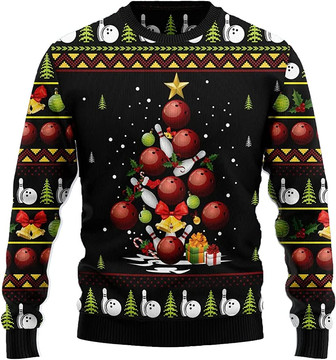 Ugly Christmas Sweaters for Women - Bowling Ball Merry Christmas Mens Sweater Xmas Holiday Crew Neck Shirt71 - Thegiftio