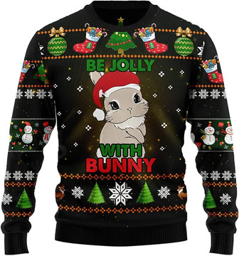 Ugly Christmas Sweaters for Women - Funny Bunny Rabbit Wreath Xmas Mens Sweater Xmas Holiday Crew Neck Shirt85 Rabbit04 - Thegiftio UK