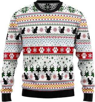 Ugly Christmas Sweaters for Women - Funny Cat Merry Christmas Mens Sweater Xmas Holiday Crew Neck Shirt75 Cat01 - Thegiftio UK