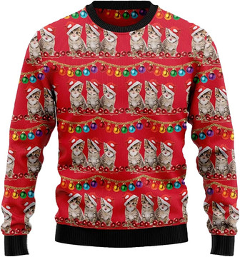 Ugly Christmas Sweaters for Women - Funny Cat Merry Christmas Mens Sweater Xmas Holiday Crew Neck Shirt75 Cat04 - Thegiftio