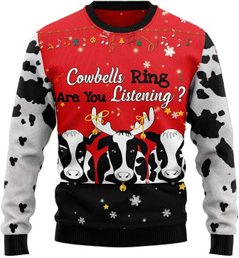 Ugly Christmas Sweaters for Women - Cute Cow Farm Xmas Mens Sweater Xmas Holiday Crew Neck Shirt48 Cow08 - Thegiftio UK