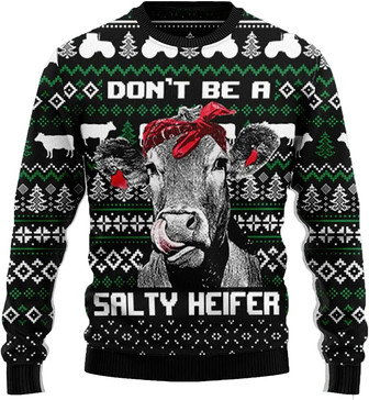 Ugly Christmas Sweaters for Women - Cute Cow Farm Xmas Mens Sweater Xmas Holiday Crew Neck Shirt48 Cow11 - Thegiftio UK
