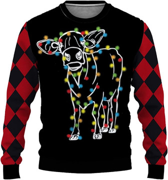 Ugly Christmas Sweaters for Women - Cute Cow Merry Xmas Mens Sweater Xmas Holiday Crew Neck Shirt77 - Thegiftio UK