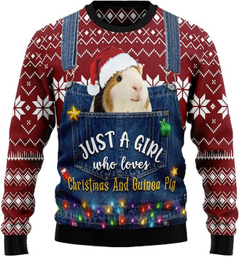 Ugly Christmas Sweaters for Women - Cute Guinea Pig Mens Sweater Xmas Holiday Crew Neck Shirt49 - Thegiftio UK