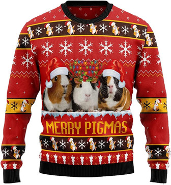 Ugly Christmas Sweaters for Women - Cute Guinea Pig Mens Sweater Xmas Holiday Crew Neck Shirt49 Pig10 - Thegiftio UK