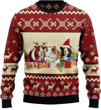 Ugly Christmas Sweaters for Women - Cute Guinea Pig Mens Sweater Xmas Holiday Crew Neck Shirt49 Pig11 - Thegiftio UK