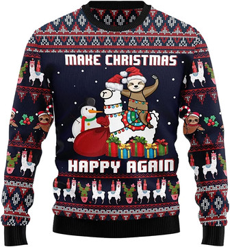 Ugly Christmas Sweaters for Women - Cute Lazy Sloth Christmas Mens Sweater Xmas Holiday Crew Neck Shirt56 Sloth01 - Thegiftio UK