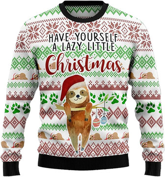 Ugly Christmas Sweaters for Women - Cute Lazy Sloth Christmas Mens Sweater Xmas Holiday Crew Neck Shirt56 Sloth02 - Thegiftio UK