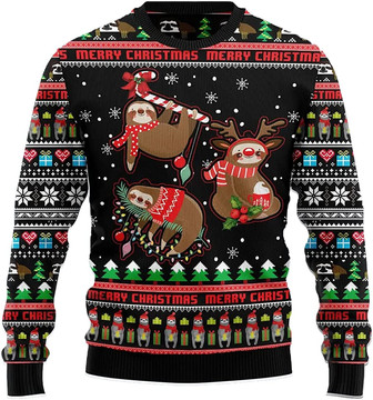Ugly Christmas Sweaters for Women - Cute Lazy Sloth Christmas Mens Sweater Xmas Holiday Crew Neck Shirt56 Sloth04 - Thegiftio UK