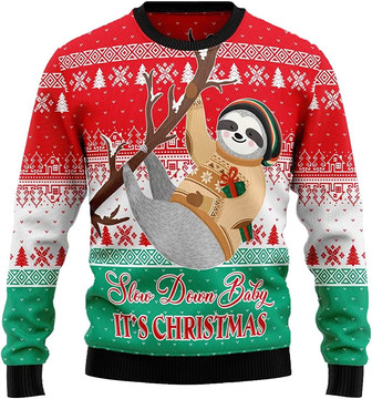 Ugly Christmas Sweaters for Women - Cute Lazy Sloth Christmas Mens Sweater Xmas Holiday Crew Neck Shirt56 Sloth06 - Thegiftio UK