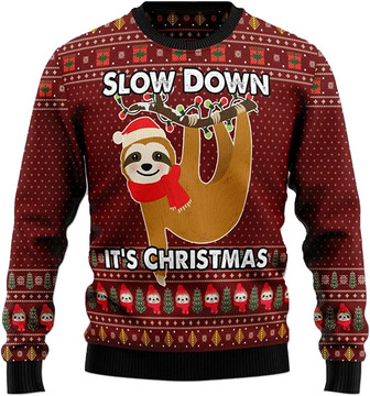 Ugly Christmas Sweaters for Women - Cute Lazy Sloth Christmas Mens Sweater Xmas Holiday Crew Neck Shirt56 Sloth07 - Thegiftio UK
