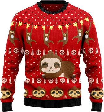 Ugly Christmas Sweaters for Women - Cute Lazy Sloth Christmas Mens Sweater Xmas Holiday Crew Neck Shirt56 Sloth09 - Thegiftio UK