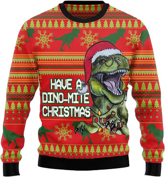 Ugly Christmas Sweaters for Women - Funny Dinosaur Xmas Mens Sweater Xmas Holiday Crew Neck Shirt52 Dinosaur01 - Thegiftio UK