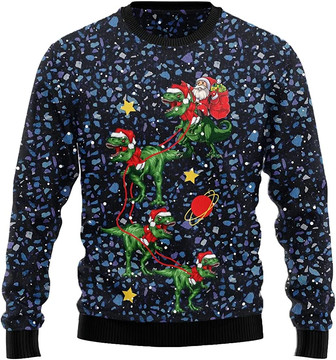 Ugly Christmas Sweaters for Women - Funny Dinosaur Xmas Mens Sweater Xmas Holiday Crew Neck Shirt52 Dinosaur07 - Thegiftio UK