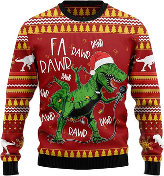 Ugly Christmas Sweaters for Women - Funny Dinosaur Xmas Mens Sweater Xmas Holiday Crew Neck Shirt52 - Thegiftio UK