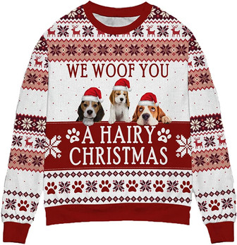 Ugly Christmas Sweaters for Women - Family Dog Happy Christmas Mens Sweater Xmas Holiday Crew Neck Shirt87 Beagle01 - Thegiftio UK