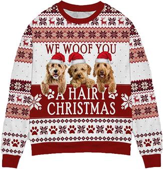 Ugly Christmas Sweaters for Women - Family Dog Happy Christmas Mens Sweater Xmas Holiday Crew Neck Shirt87 Doodle09 - Thegiftio UK
