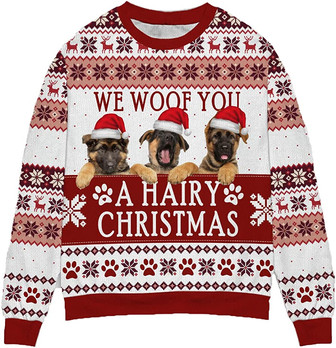 Ugly Christmas Sweaters for Women - Family Dog Happy Christmas Mens Sweater Xmas Holiday Crew Neck Shirt87 German07 - Thegiftio UK