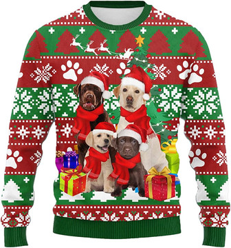 Ugly Christmas Sweaters for Women - Dog Family Merry Xmas Mens Sweater Xmas Holiday Crew Neck Shirt81 Labra10 - Thegiftio UK