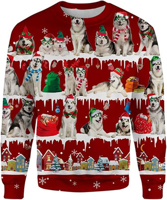 Ugly Christmas Sweaters for Women - Dog Family Snow Christmas Mens Sweater Xmas Holiday Crew Neck Shirt68 Alaskan03 - Thegiftio UK